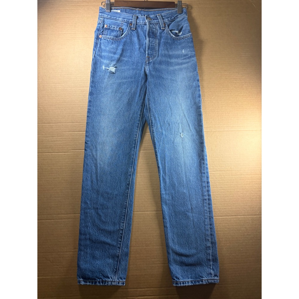 Levi's Premium 501 Jeans Women's W24 L30 Big E Button Fly Distressed Straight